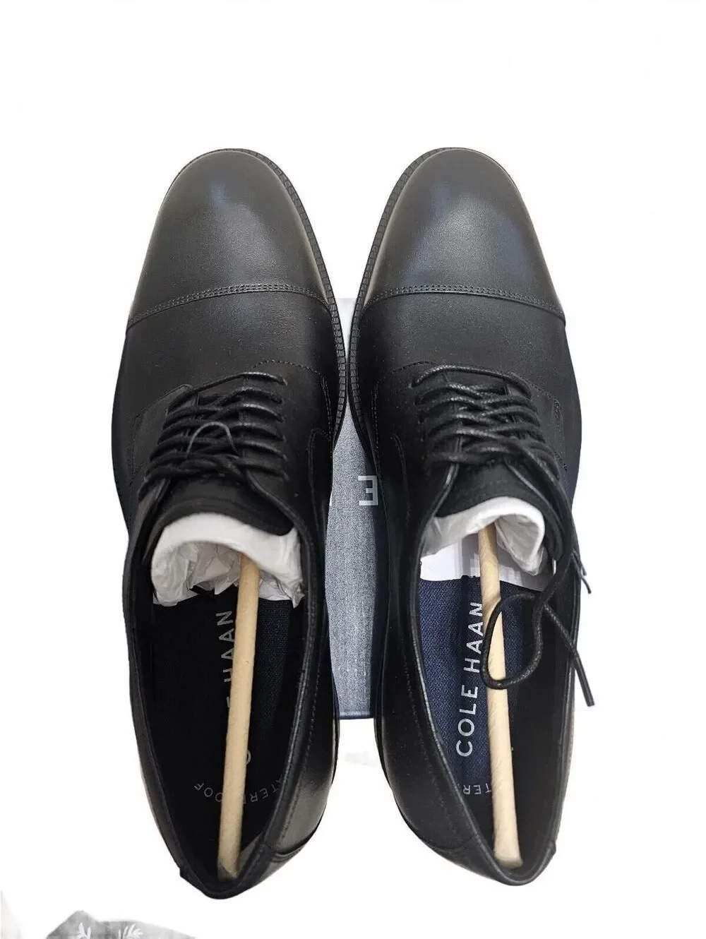 Cole Haan Men's Black Leather ME Cap Oxford Dress Shoes 9